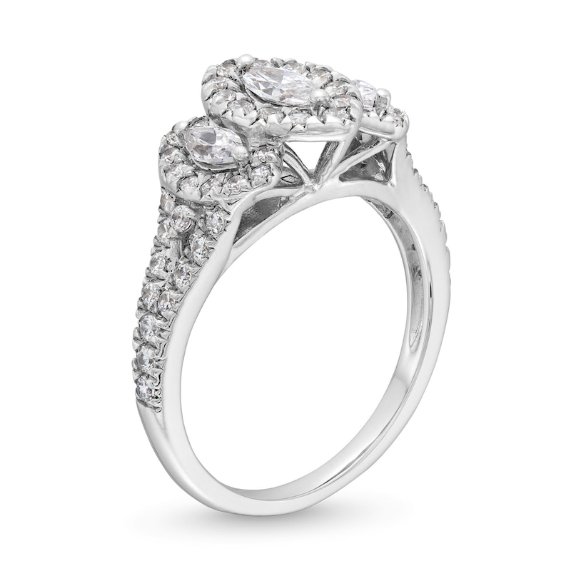 1 CT. T.W. Marquise-Cut Diamond Frame Past Present Future® Engagement Ring in 14K White Gold