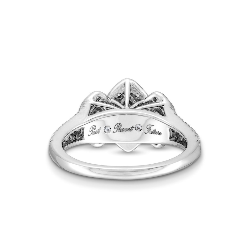 Main Image 5 of 1 CT. T.W. Marquise-Cut Diamond Frame Past Present Future® Engagement Ring in 14K White Gold