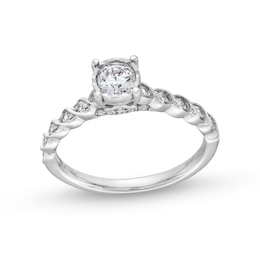 1/2 CT. T.W. Diamond Twist Shank Engagement Ring in 14K White Gold