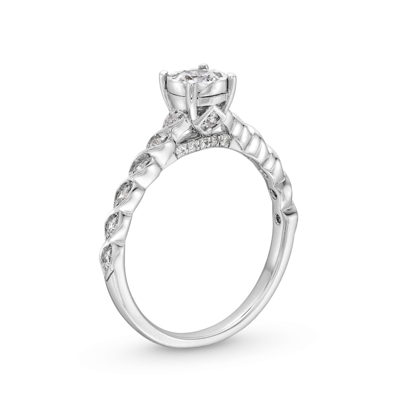 Main Image 3 of 1/2 CT. T.W. Diamond Twist Shank Engagement Ring in 14K White Gold