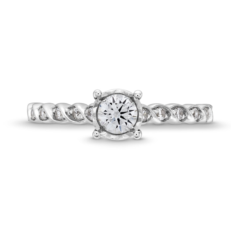 Main Image 4 of 1/2 CT. T.W. Diamond Twist Shank Engagement Ring in 14K White Gold