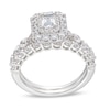 Thumbnail Image 1 of 1-1/2 CT. T.W. Emerald-Cut Certified Diamond Double Frame Alternating Shank Bridal Set in 14K White Gold (I/SI2)