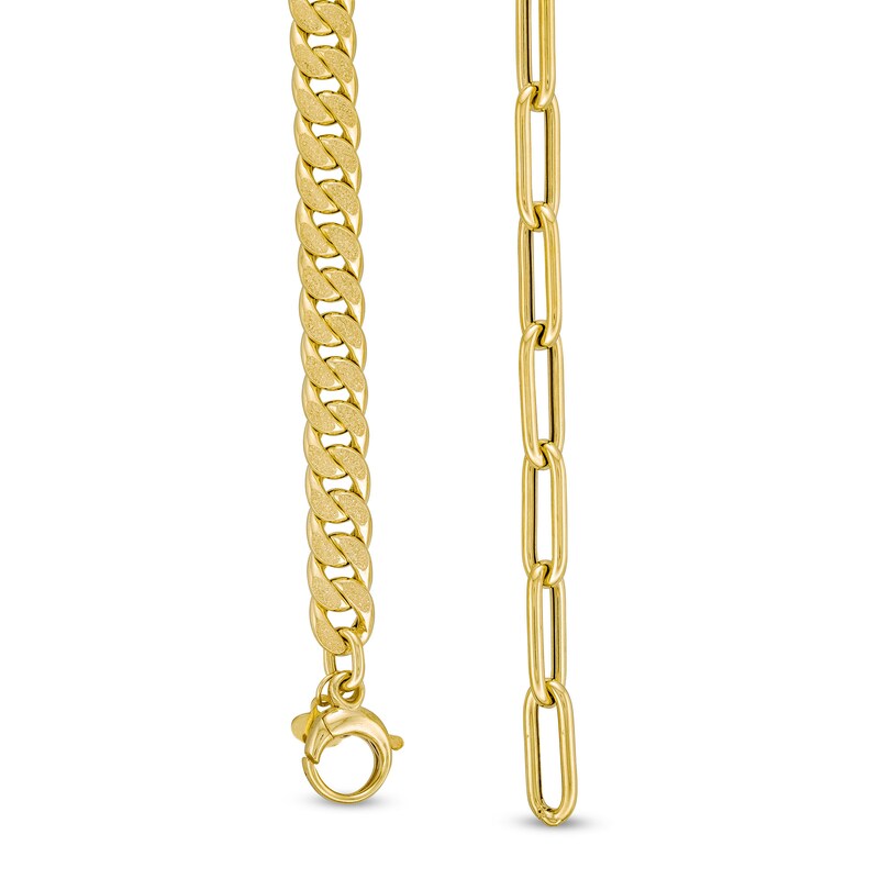 Main Image 3 of Semi-Solid 4.5mm Curb and Paper Clip Chain Bracelet in 14K Gold - 7.5”