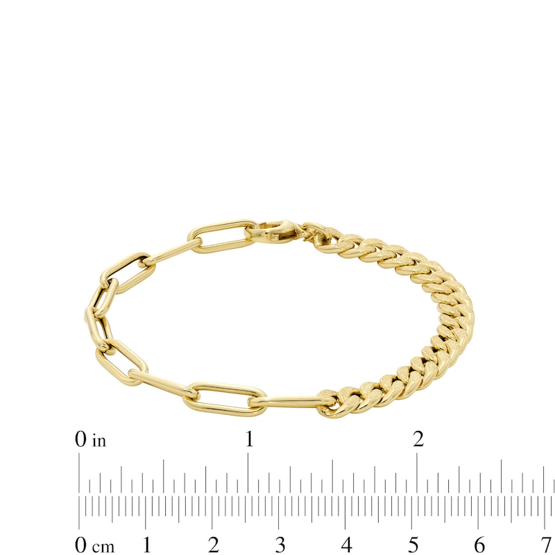 Main Image 5 of Semi-Solid 4.5mm Curb and Paper Clip Chain Bracelet in 14K Gold - 7.5”