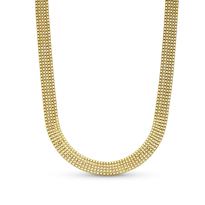 Semi-Solid 7.0mm Five-Row Box Chain Necklace in 14K Gold - 20”