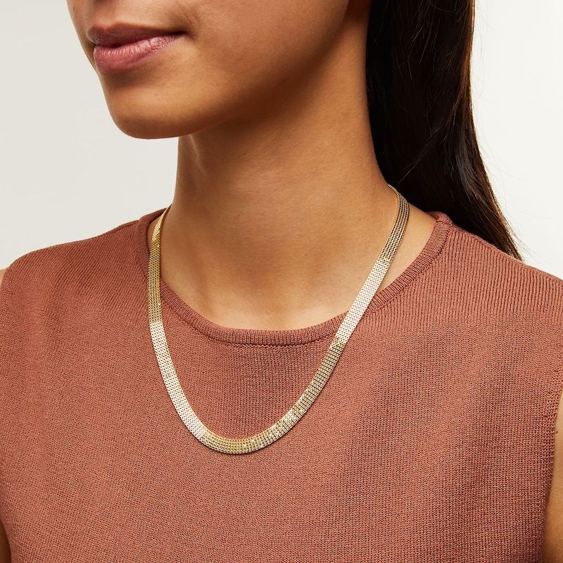 Semi-Solid 7.0mm Five-Row Box Chain Necklace in 14K Gold - 20”