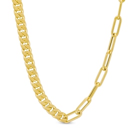 Semi-Solid 4.5mm Curb and Paper Clip Chain Necklace in 14K Gold - 18”