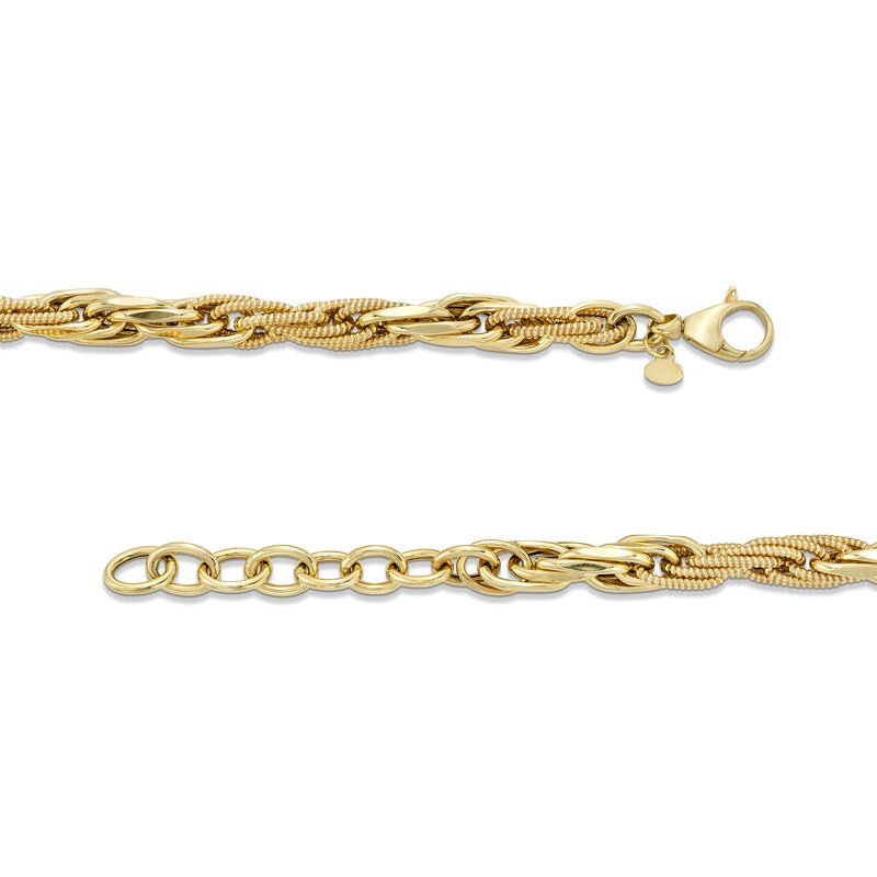 Main Image 3 of Semi-Solid 7.0mm Textured Chain Necklace in 14K Gold - 18”