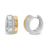 Thumbnail Image 0 of 1/3 CT. T.W. Diamond Center Hoop Earrings in 10K Two-Tone Gold