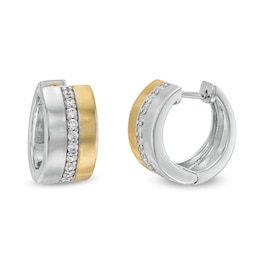 1/3 CT. T.W. Diamond Center Hoop Earrings in 10K Two-Tone Gold