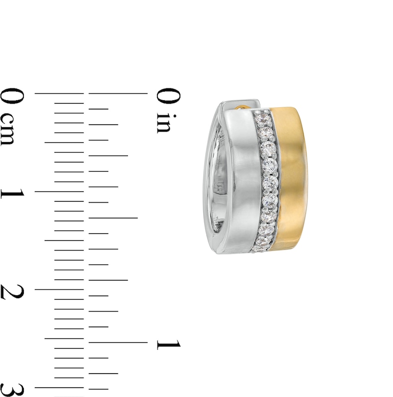 1/3 CT. T.W. Diamond Center Hoop Earrings in 10K Two-Tone Gold