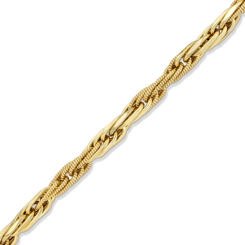 Main Image 1 of Semi-Solid 7.0mm Textured Chain Bracelet in 14K Gold - 7.5”