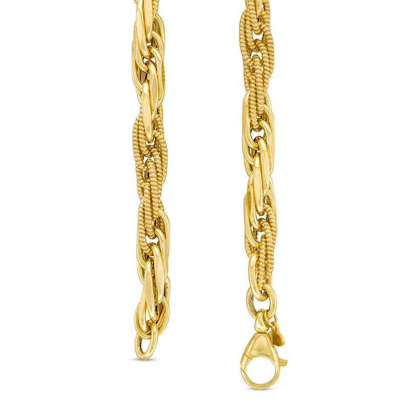 Main Image 3 of Semi-Solid 7.0mm Textured Chain Bracelet in 14K Gold - 7.5”