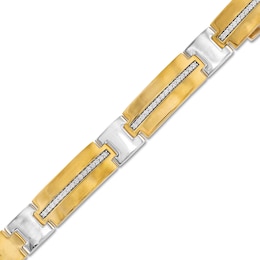 1 CT. T.W. Diamond Alternating Link Bracelet in 10K Two-Tone Gold - 8.5&quot;