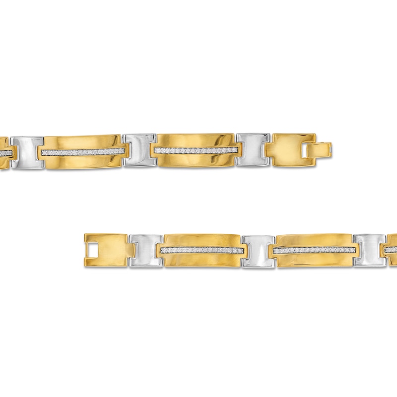 Main Image 2 of 1 CT. T.W. Diamond Alternating Link Bracelet in 10K Two-Tone Gold - 8.5&quot;