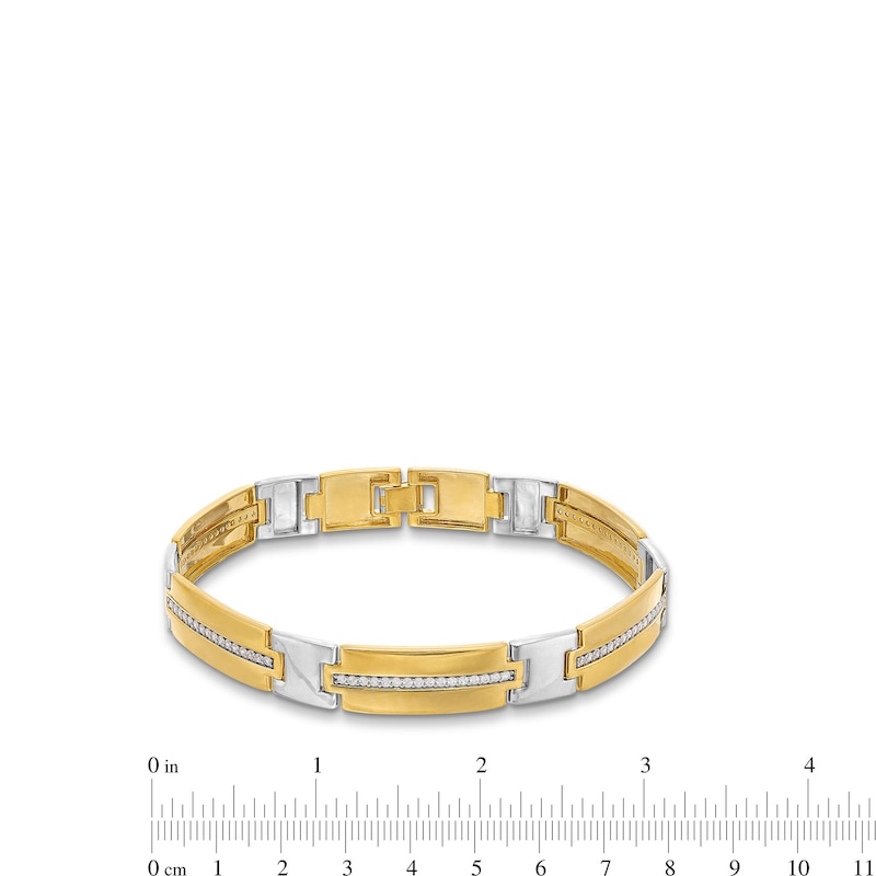 Main Image 3 of 1 CT. T.W. Diamond Alternating Link Bracelet in 10K Two-Tone Gold - 8.5&quot;