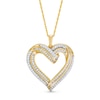 Thumbnail Image 1 of 1/2 CT. T.W. Diamond Double Row Ribbon Heart Pendant in 10K Gold