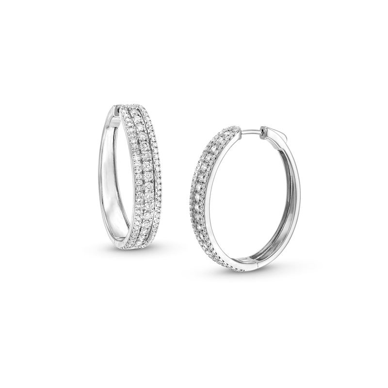 Main Image 1 of 2 CT. T.W. Certified Lab-Created Diamond Triple Row Hoop Earrings in 14K White Gold (F/SI2)