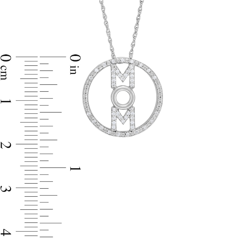 1/5 CT. T.W. Diamond "MOM" Circle Frame Pendant in Sterling Silver