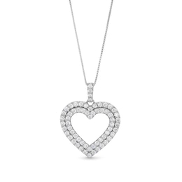 2 CT. T.W. Certified Lab-Created Diamond Double Row Open Heart Pendant in 14K White Gold (F/SI2)