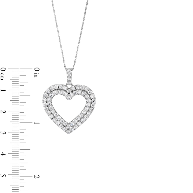 Main Image 4 of 2 CT. T.W. Certified Lab-Created Diamond Double Row Open Heart Pendant in 14K White Gold (F/SI2)