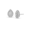 Thumbnail Image 1 of 1 CT. T.W. Certified Pear-Shaped Lab-Created Diamond Double Frame Stud Earrings in 14K White Gold (F/SI2)