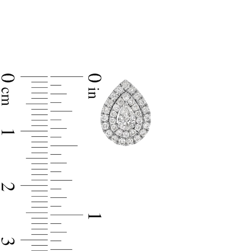 Main Image 3 of 1 CT. T.W. Certified Pear-Shaped Lab-Created Diamond Double Frame Stud Earrings in 14K White Gold (F/SI2)