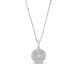 1/3 CT. T.W. Certified Lab-Created Multi-Diamond Double Frame Pendant in 14K White Gold (F/SI2)
