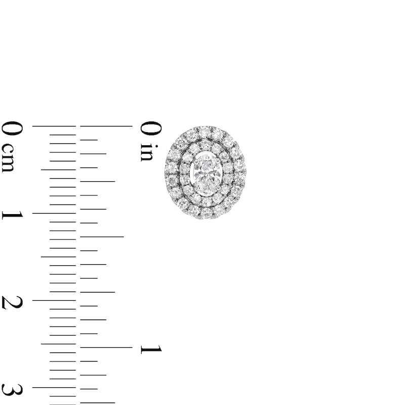 Main Image 3 of 1 CT. T.W. Certified Oval Lab-Created Diamond Double Frame Stud Earrings in 14K White Gold (F/SI2)