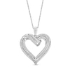 Thumbnail Image 1 of 1/2 CT. T.W. Diamond Double Row Ribbon Heart Pendant in Sterling Silver