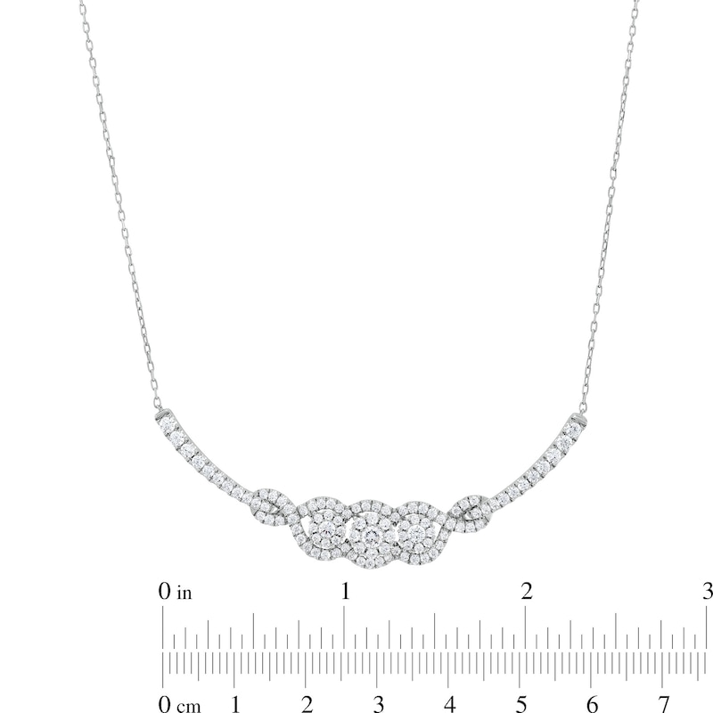 Main Image 4 of 1-1/2 CT. T.W. Certified Lab-Created Diamond Three Stone Twist Frame Necklace in 14K White Gold (F/SI2)