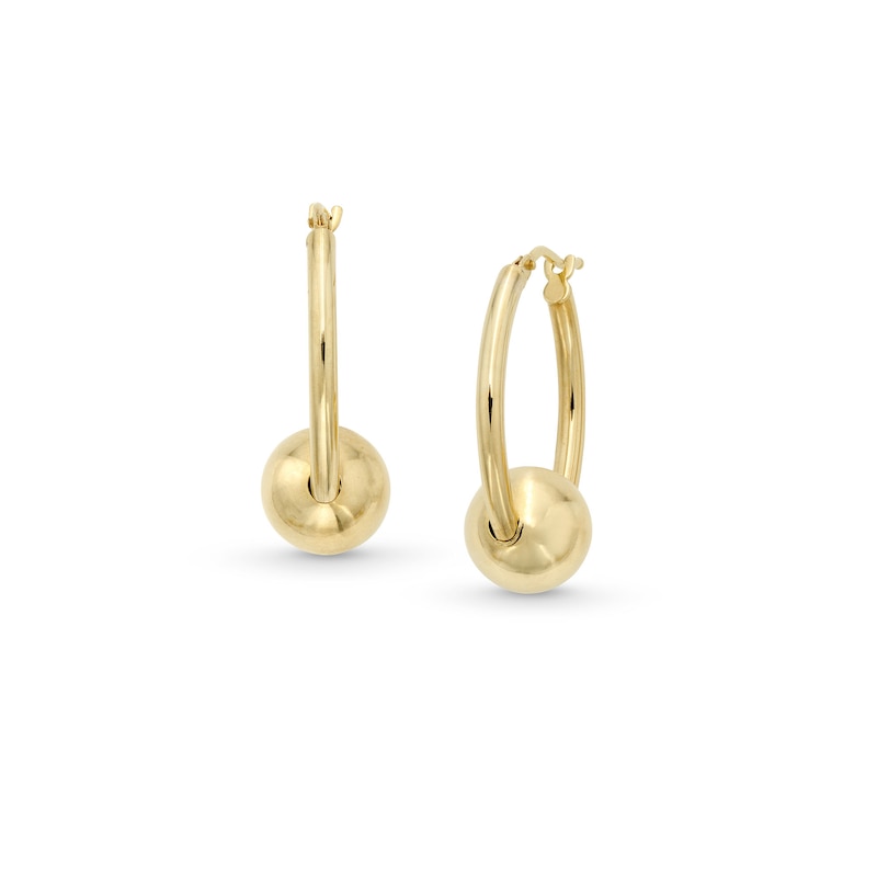 Main Image 1 of Hollow Ball Bead 22.0mm Hoop Earrings in 14K Gold