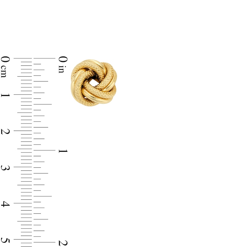 Main Image 3 of Hollow Textured Love Knot Stud Earrings in 14K Gold