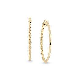 Hollow Rope-Textured Large Hoop Earrings in 14K Gold