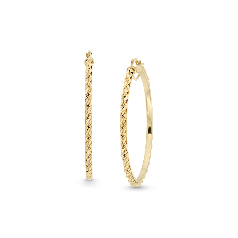 Main Image 1 of Hollow Rope-Textured Large Hoop Earrings in 14K Gold