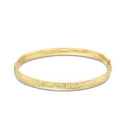Hollow Diamond-Cut Bangle Bracelet in 14K Gold