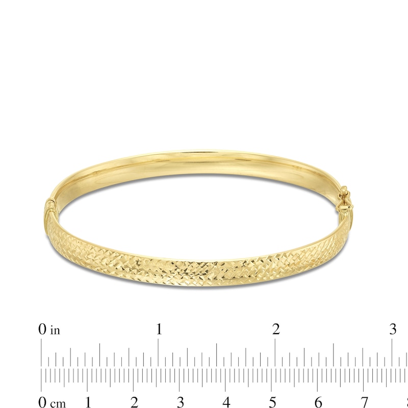 Main Image 3 of Hollow Diamond-Cut Bangle Bracelet in 14K Gold