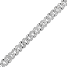 2 CT. T.W. Diamond Squared Curb Chain Bracelet in 10K White Gold - 8.5&quot;