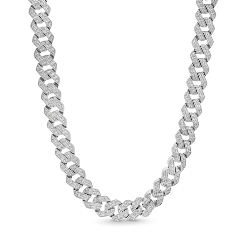 Main Image 1 of 4 CT. T.W. Diamond Squared Curb Chain Necklace in 10K White Gold - 22&quot;