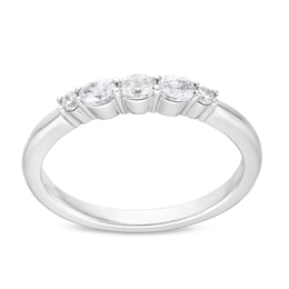 1/3 CT. T.W. Oval and Round Diamond Five Stone Anniversary Band in 10K White Gold