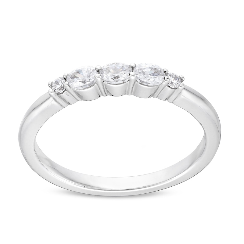 Main Image 1 of 1/3 CT. T.W. Oval and Round Diamond Five Stone Anniversary Band in 10K White Gold