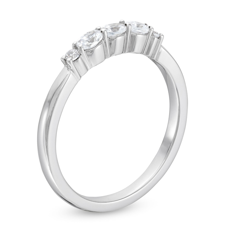 Main Image 3 of 1/3 CT. T.W. Oval and Round Diamond Five Stone Anniversary Band in 10K White Gold