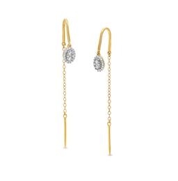 1/6 CT. T.W. Oval Multi-Diamond Frame Threader Earrings in Sterling Silver with 14K Gold Plate