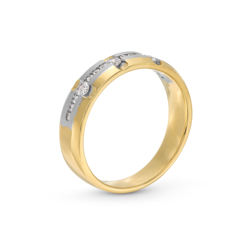 3/8 CT. T.W. Diamond Chhanel-Set Alternating Anniversary Band in 10K Two-Tone Gold