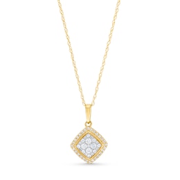 1/4 CT. T.W. Multi-Diamond Tilted Cushion Frame Vintage-Style Pendant in 10K Gold