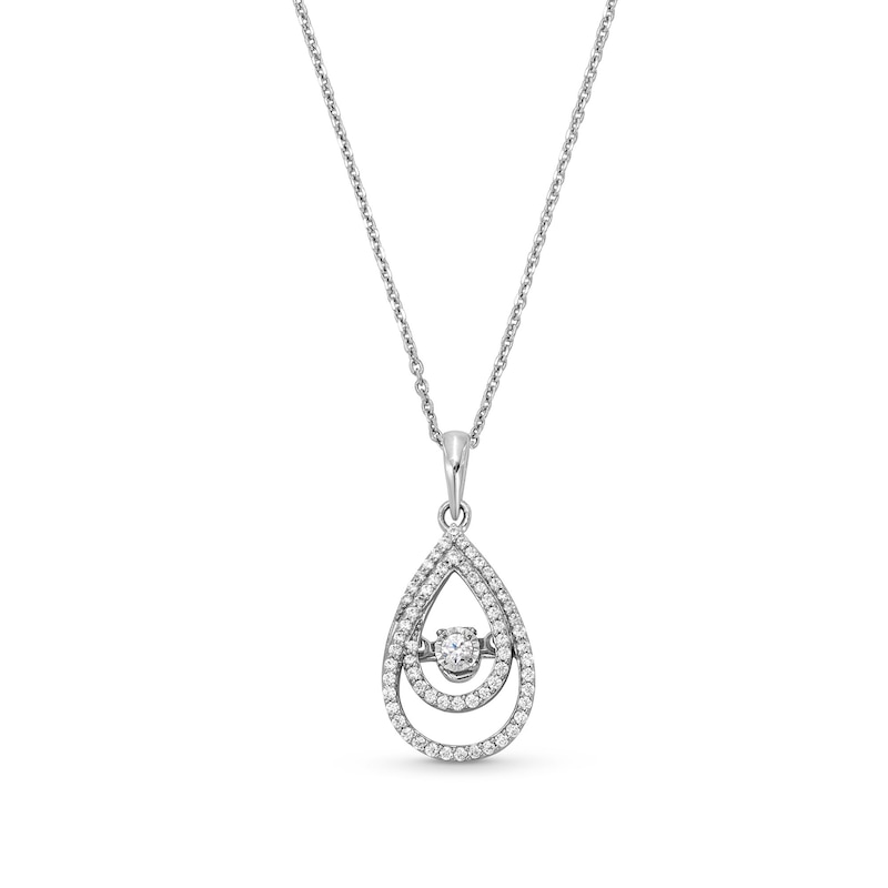 Main Image 1 of 1/4 CT. T.W. Diamond Double Teardrop Frame Pendant in Sterling Silver