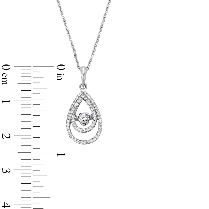 Main Image 3 of 1/4 CT. T.W. Diamond Double Teardrop Frame Pendant in Sterling Silver