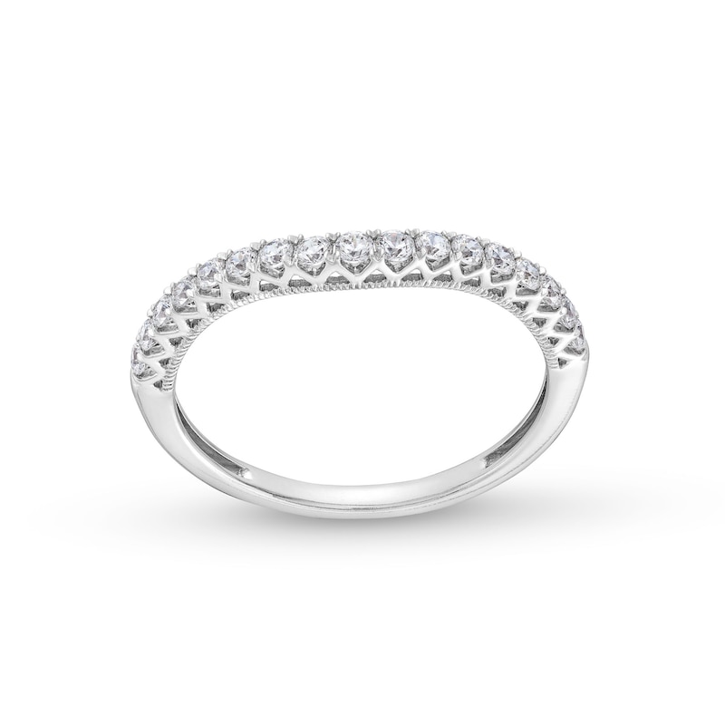 1/3 CT. T.W. Diamond Vintage-Style Contour Anniversary Band in 14K White Gold