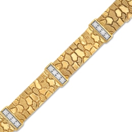 3/4 CT. T.W. Diamond Nugget Link Alternating Bracelet in 10K Gold - 8.5&quot;