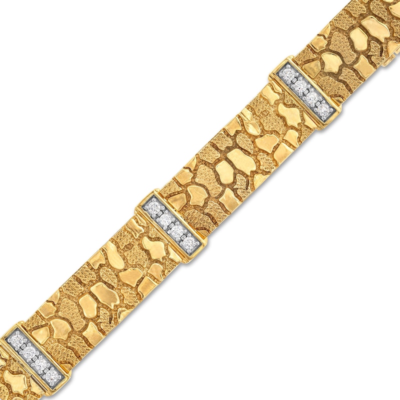 Main Image 1 of 3/4 CT. T.W. Diamond Nugget Link Alternating Bracelet in 10K Gold - 8.5&quot;